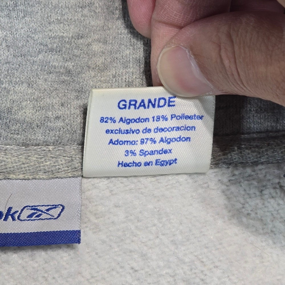 Reebok Mens Quarter Zip Sweatshirt Gray Large Pullover RBLK111704 Logo Fleece - Picture 5 of 14